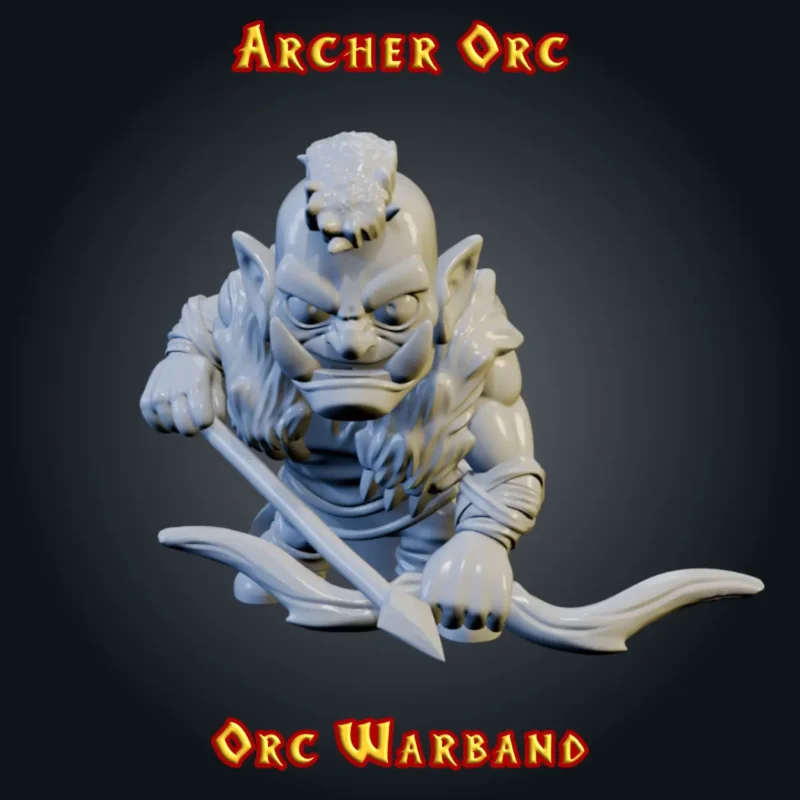 Figurine Archer Orc 3D imprimée en résine — Série Orcs StoneKing compatible HeroQuest