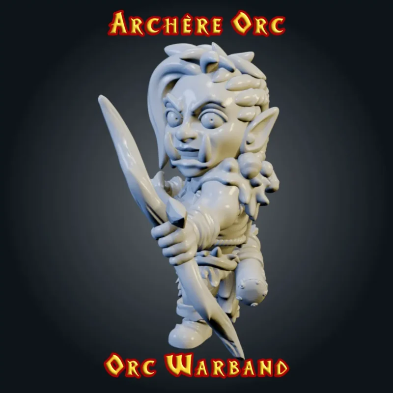 Figurine Archère Orc 3D imprimée en résine — Série Orcs StoneKing compatible HeroQuest