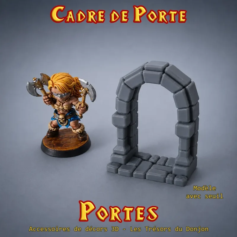 cadre de porte donjon 3D simple PLA+ arcade pierre médiéval
