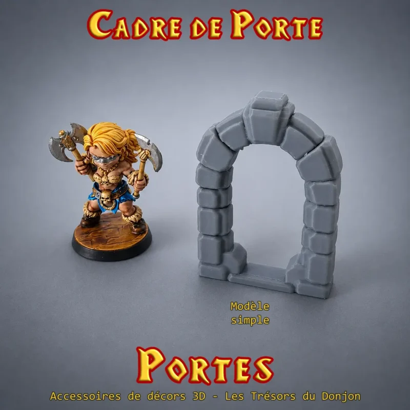 cadre de porte donjon 3D avec seuil PLA+ pierre interchangeable