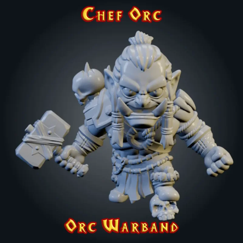Figurine Chef Orc 3D imprimée en résine — Série Orcs StoneKing compatible HeroQuest