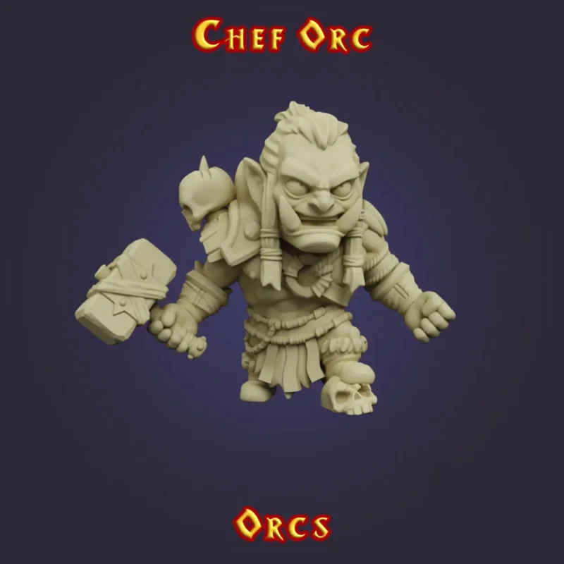 Figurine Chef Orc 3D imprimée en résine — Série Orcs StoneKing compatible HeroQuest