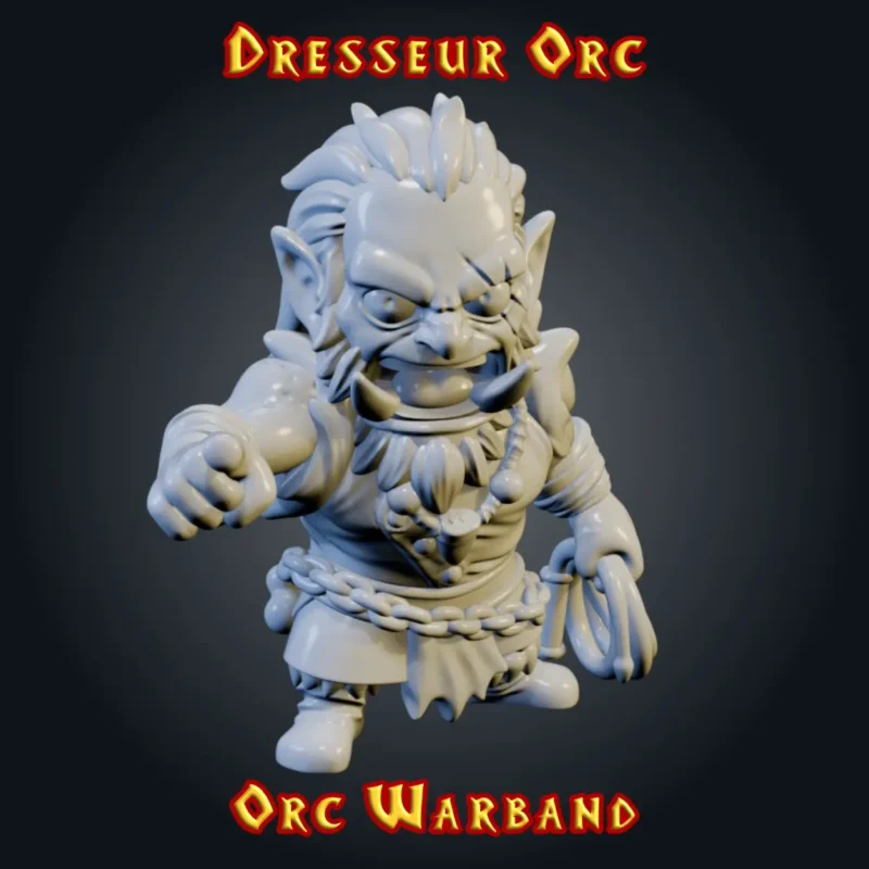 Figurine Dresseur Orc 3D imprimée en résine — Série Orcs StoneKing compatible HeroQuest