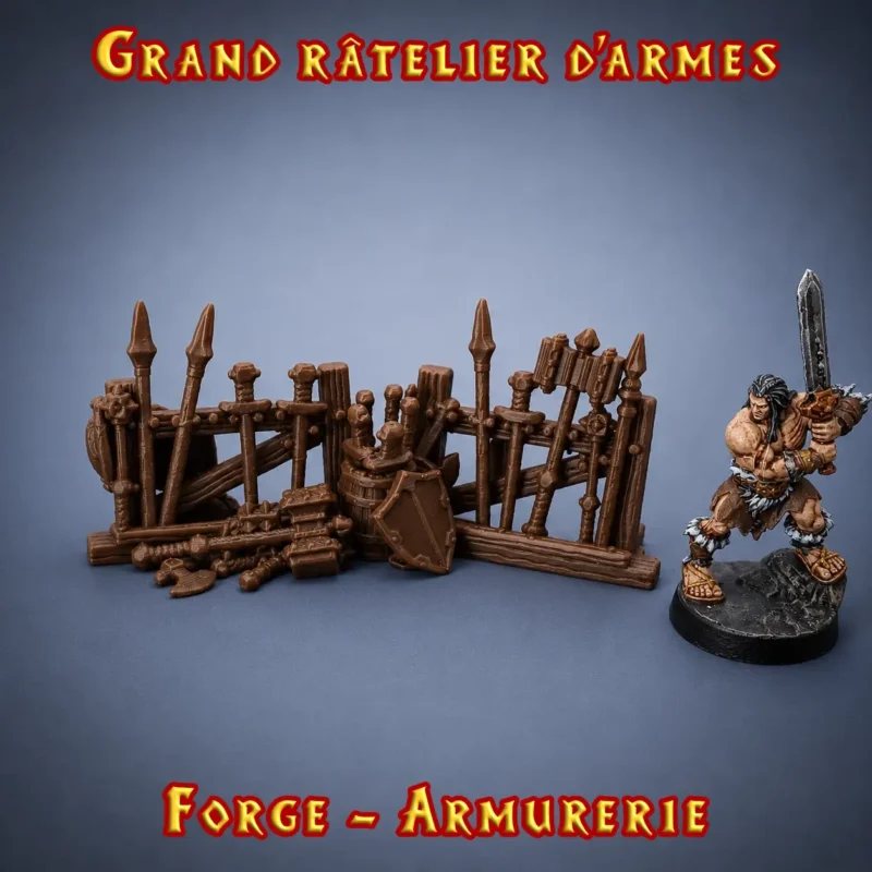 Grand Râtelier d'Armes HeroQuest 3D — L'armurerie du donjon