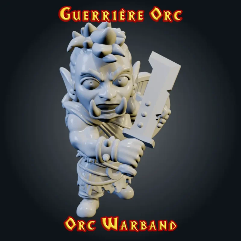Figurine Guerrière Orc 3D imprimée en résine — Série Orcs StoneKing compatible HeroQuest