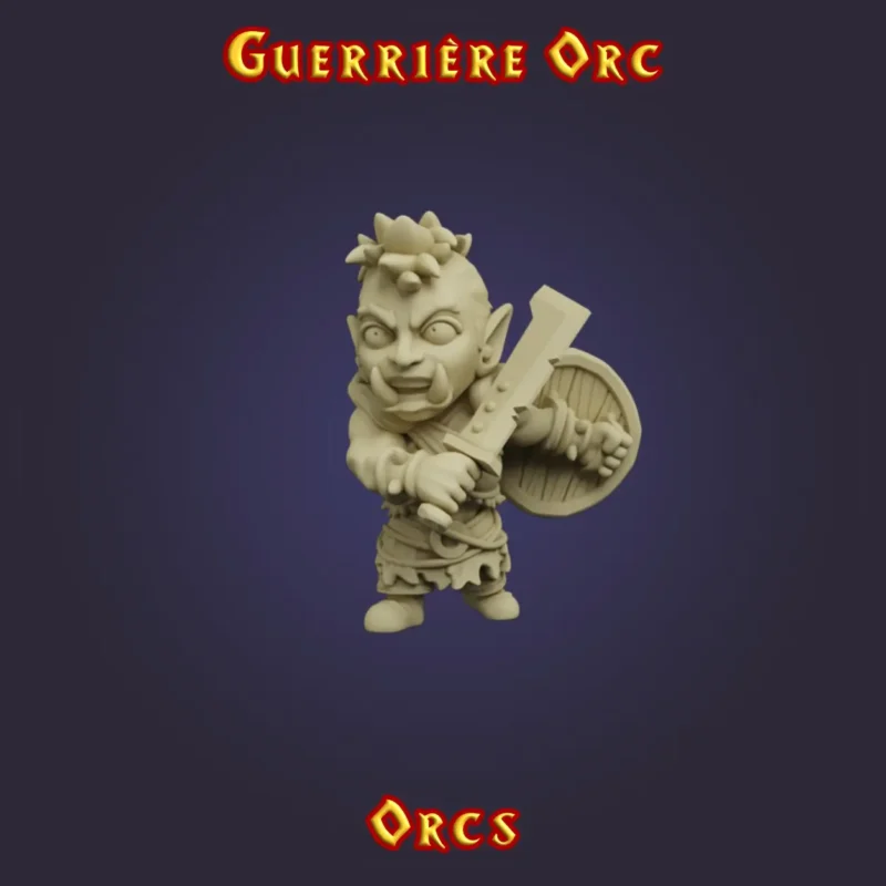Figurine Guerrière Orc 3D imprimée en résine — Série Orcs StoneKing compatible HeroQuest