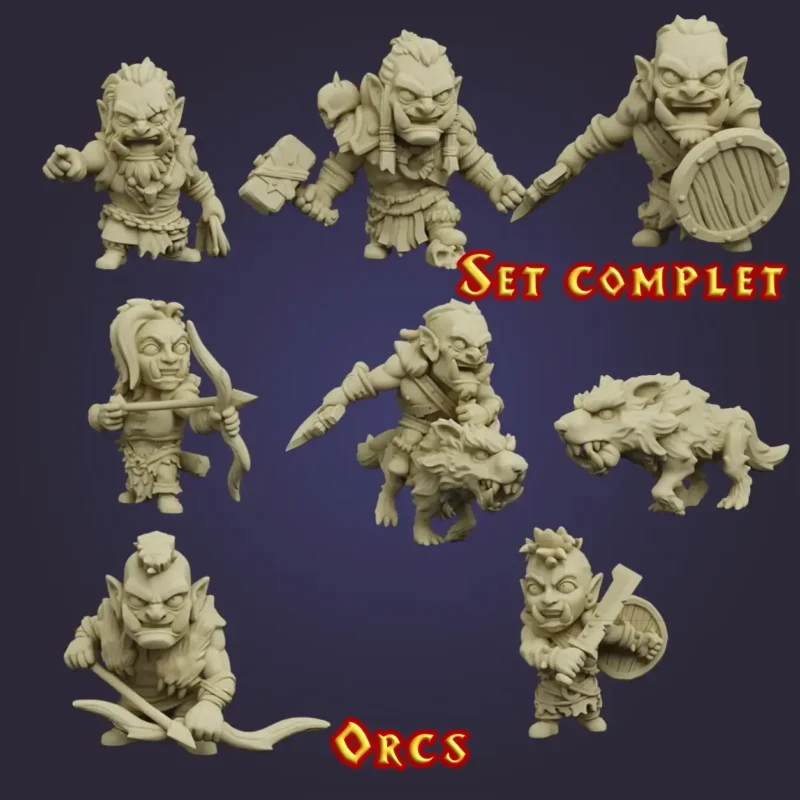 Set complet Orc Warband 8 figurines 3D imprimées en résine — StoneKing compatible HeroQuest