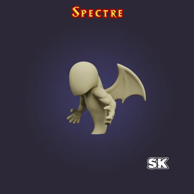 as de visage. Un bras tendu. Une aile. Le Spectre en résine 28-32 mm — le mort-vivant qui prouve que moins c'est plus effrayant. Fabriqué en Bretagne.