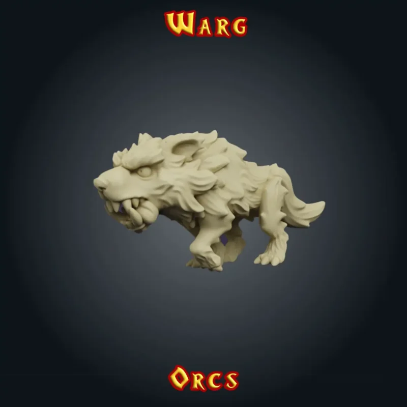 Figurine Warg 3D imprimée en résine — Série Orcs StoneKing compatible HeroQuest